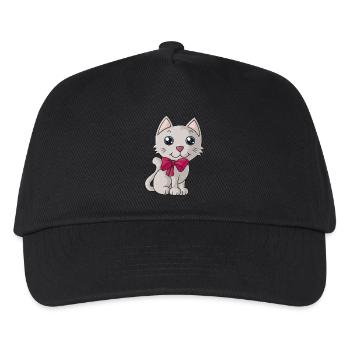 Süße Comic Katze - Kinder Basecap - Schwarz - Vorne