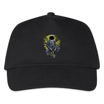 ZUM MOND FAHREN - Astronauten Radfahrer Geschenk - Kinder Basecap - Schwarz - Vorne