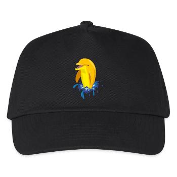 Delphin gelb Spritzer - Kinder Basecap - Schwarz - Vorne