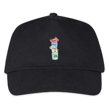 Kaffee - Kinder Basecap - Schwarz - Vorne