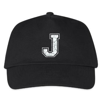 Letter J in white in the used look - Kids’ Baseball Cap - black - Front