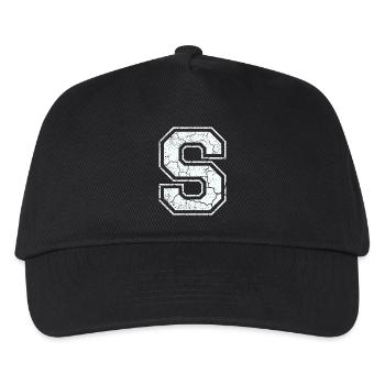 Letter S in white in the used look - Kids’ Baseball Cap - black - Front