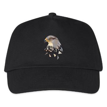 Adler geometrisch Low Poly Adlerkopf - Kinder Basecap - Schwarz - Vorne