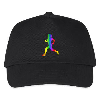 Bunter Läuferin Regenbogen - Kinder Basecap - Schwarz - Vorne