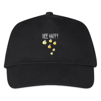 Bee Happy - Biene - Bienen - Hummel - Geschenk - Kinder Basecap - Schwarz - Vorne