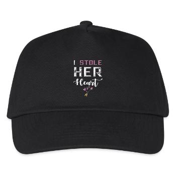 I Stole Her Heart Couple Tshirt - Kids’ Baseball Cap - black - Front