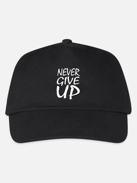 Never Give Up - Kinder Basecap - Schwarz