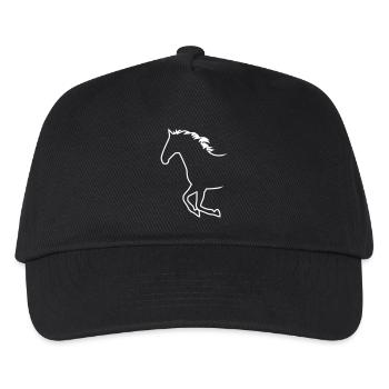Pferd Galopp Silhouette - Kinder Basecap - Schwarz - Vorne