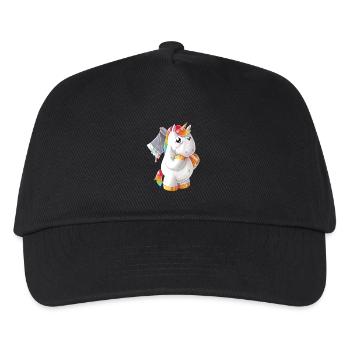 Licorne Cartoon avec hache - Casquette de baseball Enfant - noir - Devant