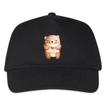 Verliebter Bär mit Liebesbrief – Liebe Design - Kinder Basecap - Schwarz - Vorne