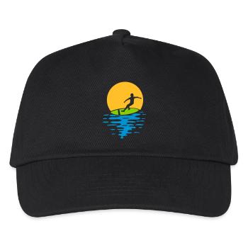 Abend Sonne Surfer - Kinder Basecap - Schwarz - Vorne