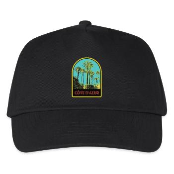 llustration emblematische Palmen, Còte d'Azur - Kinder Basecap - Schwarz - Vorne