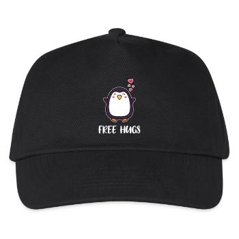 Tier Süß Pinguin Herz Statement Seevogel Südpol - Kinder Basecap - Schwarz - Vorne