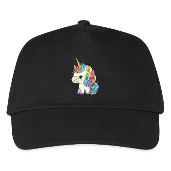 00246 süßes Baby Einhorn mit Regenbogenmähne - Kinder Basecap - Schwarz - Vorne