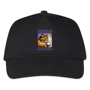 Caffeine-Powered Cat Lover - Kids’ Baseball Cap - black - Front