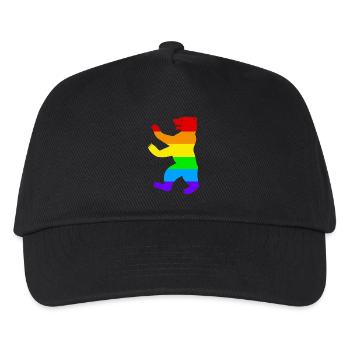 Berliner Bär / Pride Bear / Regenbogen - Kinder Basecap - Schwarz - Vorne