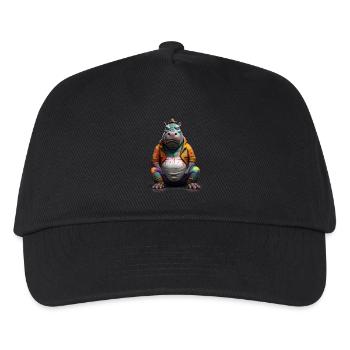 Straßenstil-Nilpferd | Nilpferd-Liebhaber - Kinder Basecap - Schwarz - Vorne