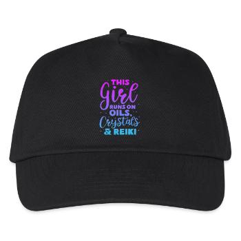 this girl runs on oils crystals and reiki Design - Kinder Basecap - Schwarz - Vorne