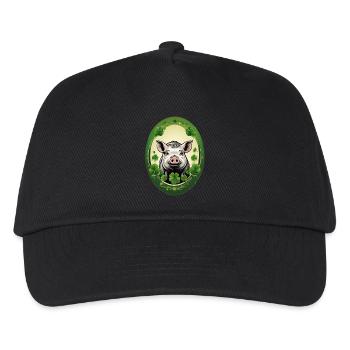 Cochon chanceux avec trèfles - Casquette de baseball Enfant - noir - Devant