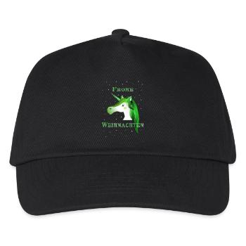 Frohe Weihnachten - Einhorn - Kinder Basecap - Schwarz - Vorne