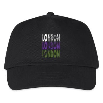 Tennis Shirt London Grand Slam Turnier Design - Kinder Basecap - Schwarz - Vorne