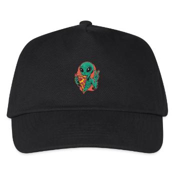 Alien enjoys delicious pizza - Kids’ Baseball Cap - black - Front