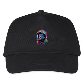 Space cat with colorful helmet - Kids’ Baseball Cap - black - Front