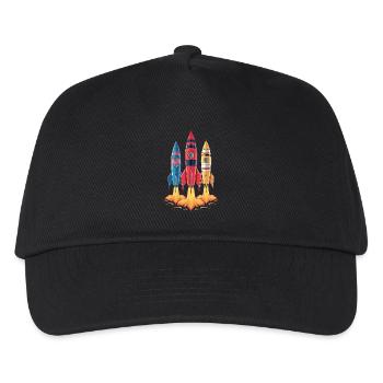 Farbenfrohe Raketen Start ins Abenteuer - Kinder Basecap - Schwarz - Vorne