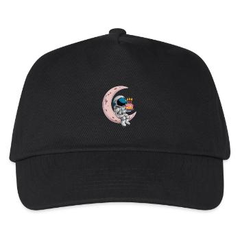 Astronaut celebrates with cake on the moon - Kids’ Baseball Cap - black - Front