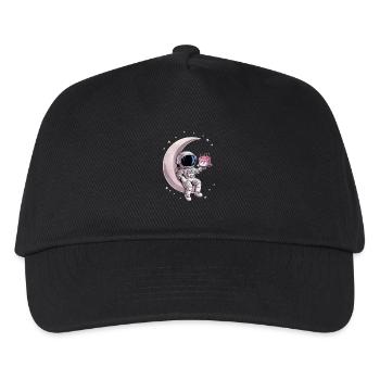 Astronaut with cake sitting on the moon - Kids’ Baseball Cap - black - Front