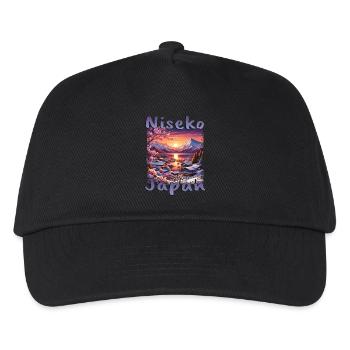 Niseko Japan Skiurlaub Winterurlaub Schnee Grunge - Kinder Basecap - Schwarz - Vorne
