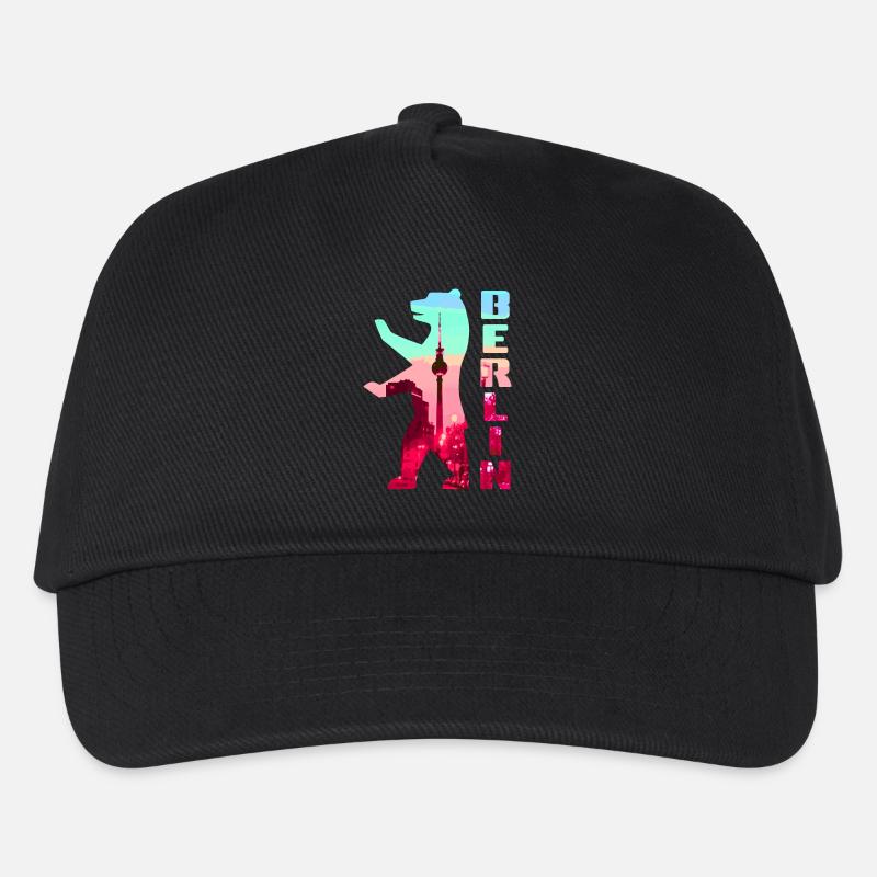 Berlin Bär Neon Silhouette - Kinder Basecap - Schwarz
