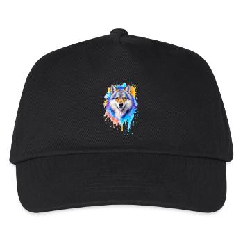 Peinture aquarelle de loup - Casquette de baseball Enfant - noir - Devant