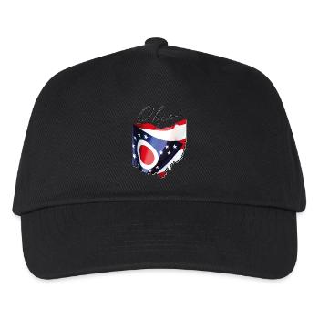 Ohio (USA) | echte Flagge | Flag Map Script - Kinder Basecap - Schwarz - Vorne