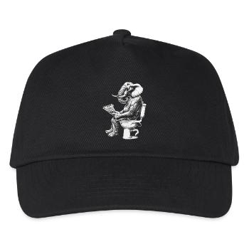 Funny elephant on toilet – artwork in black and white - Kids’ Baseball Cap - black - Front