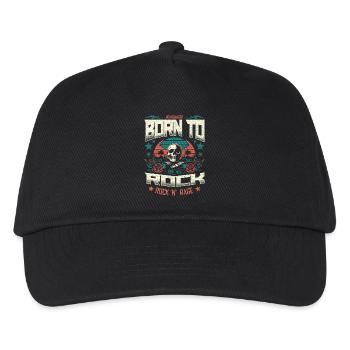 Born To Rock Retro Skull Music Metal Liebhaber - Kinder Basecap - Schwarz - Vorne