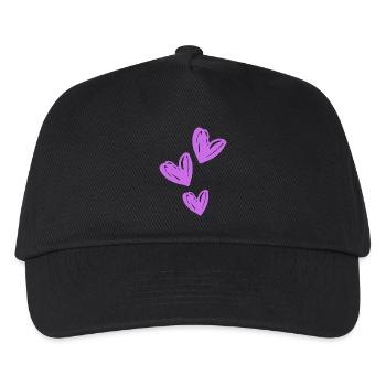 Herzen Lila Symbol - Kinder Basecap - Schwarz - Vorne