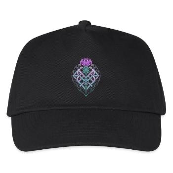 Distel Schild Celtic Knots Thistle Lover - Kinder Basecap - Schwarz - Vorne