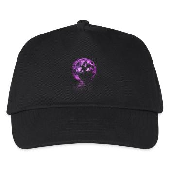 Hexe Besen Halloween Purple Mond - Kinder Basecap - Schwarz - Vorne