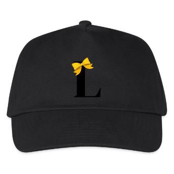 Letter L yellow bow - Kids’ Baseball Cap - black - Front