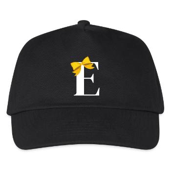 Letter e yellow bow - Kids’ Baseball Cap - black - Front