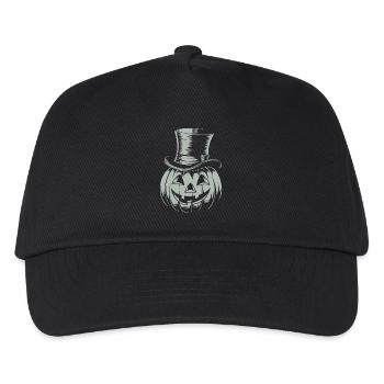 Halloweenkürbis mit Zylinder Strichzeichnung - Kinder Basecap - Schwarz - Vorne