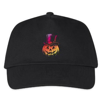 Halloweenkürbis mit Zylinder Strichzeichnung - Kinder Basecap - Schwarz - Vorne