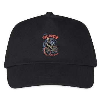 Halloween skeleton rides a bike - Kids’ Baseball Cap - black - Front