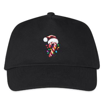 Festliche Zuckerstange mit Lichtern - Kinder Basecap - Schwarz - Vorne