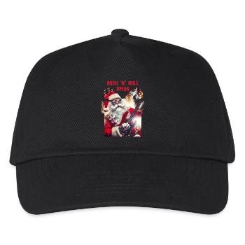 Rock n Roll Xmas - Weihnachtsmann Rocker - Kinder Basecap - Schwarz - Vorne