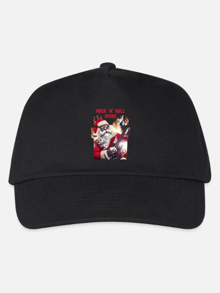 Rock n Roll Xmas - Weihnachtsmann Rocker - Kinder Basecap - Schwarz