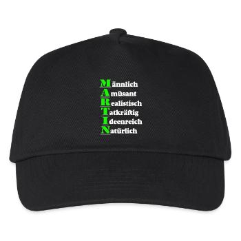 Martin , Vorname,Namensschild,Name,Fun Shirt (25) - Kinder Basecap - Schwarz - Vorne