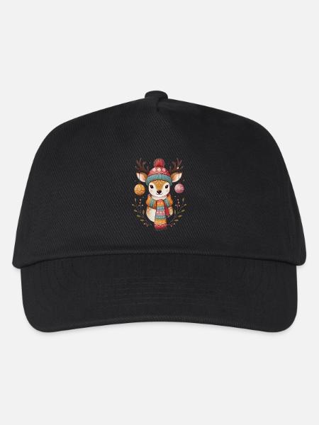 Festlicher Hirsch mit Ornamenten Schal - Kinder Basecap - Schwarz