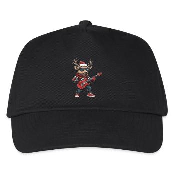 Deer Christmas Rocker Guitar - Kids’ Baseball Cap - black - Front